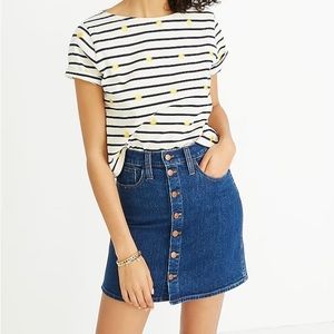 Madewell stretch denim straight skirt with button front